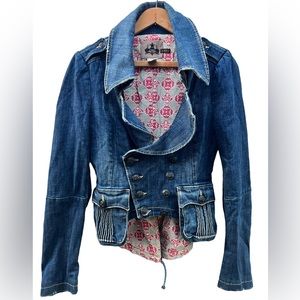 Rare Vintage Diesel Women Blue Denim Jean Jacket Sample Size Small